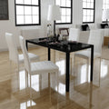 vidaXL 5/7 Piece Black White Dining Set Glass Table Artificial Leather Chairs