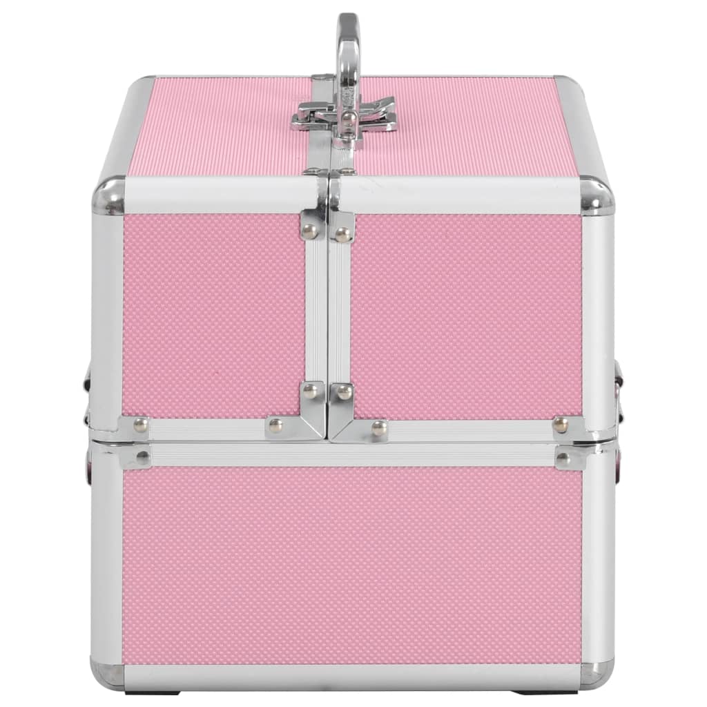 vidaXL Make-up Case Aluminum Cosmetic Bag Organizer Jewelry Box Black/Pink