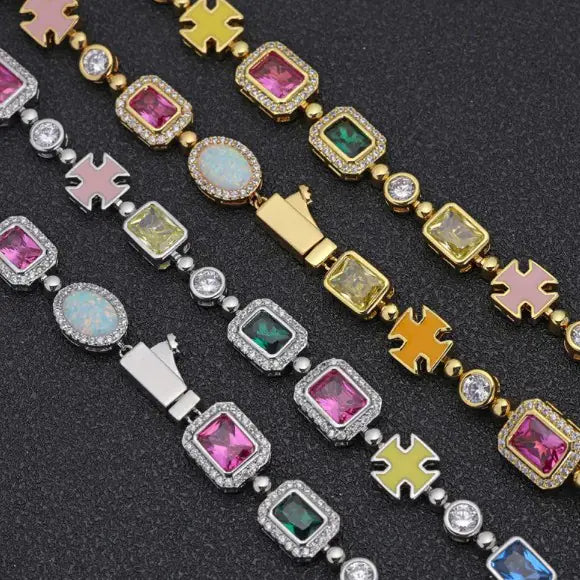(Copy) Gold-Plated Hip-Hop Gemstone Necklace