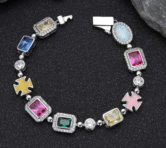 (Copy) Gold-Plated Hip-Hop Gemstone Necklace