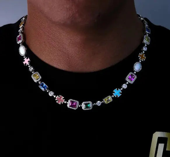 (Copy) Gold-Plated Hip-Hop Gemstone Necklace